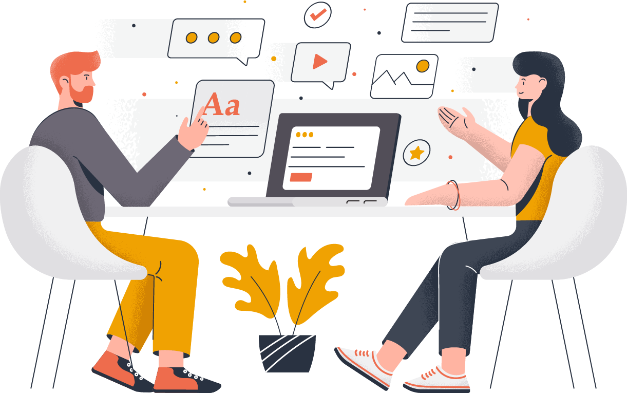 Illustration of a team building digital products
